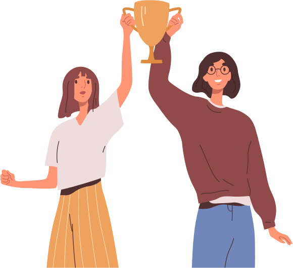 Grafik zeigt das Gewinnen und Teilen einer Trophäe.