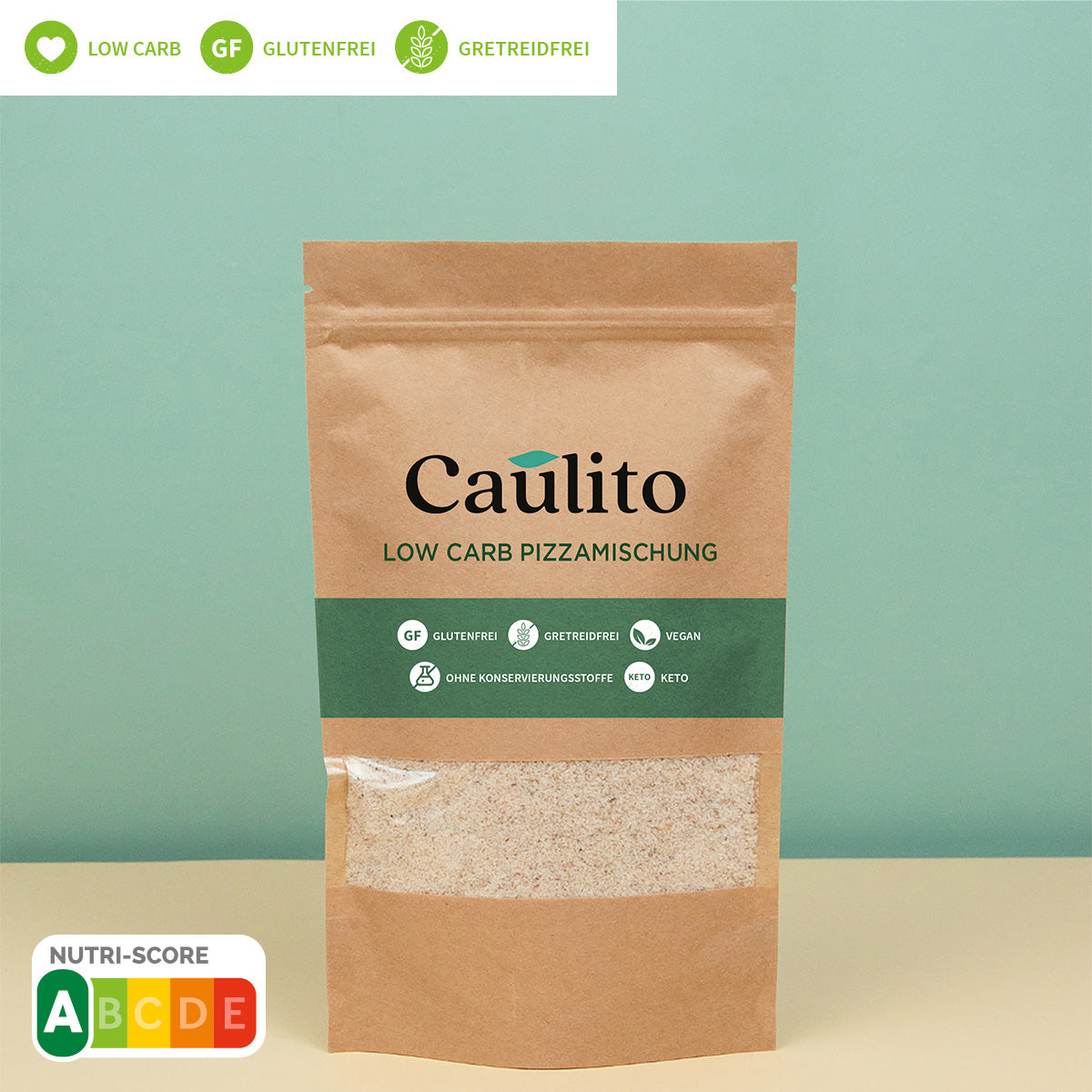 Caulito Packung Low Carb Backmischung, perfekte Lösung für gluten- und getreidefreies Backen, proteinreiches und kohlenhydratarmes Superfood-Frühstücksmüsli, 250g.